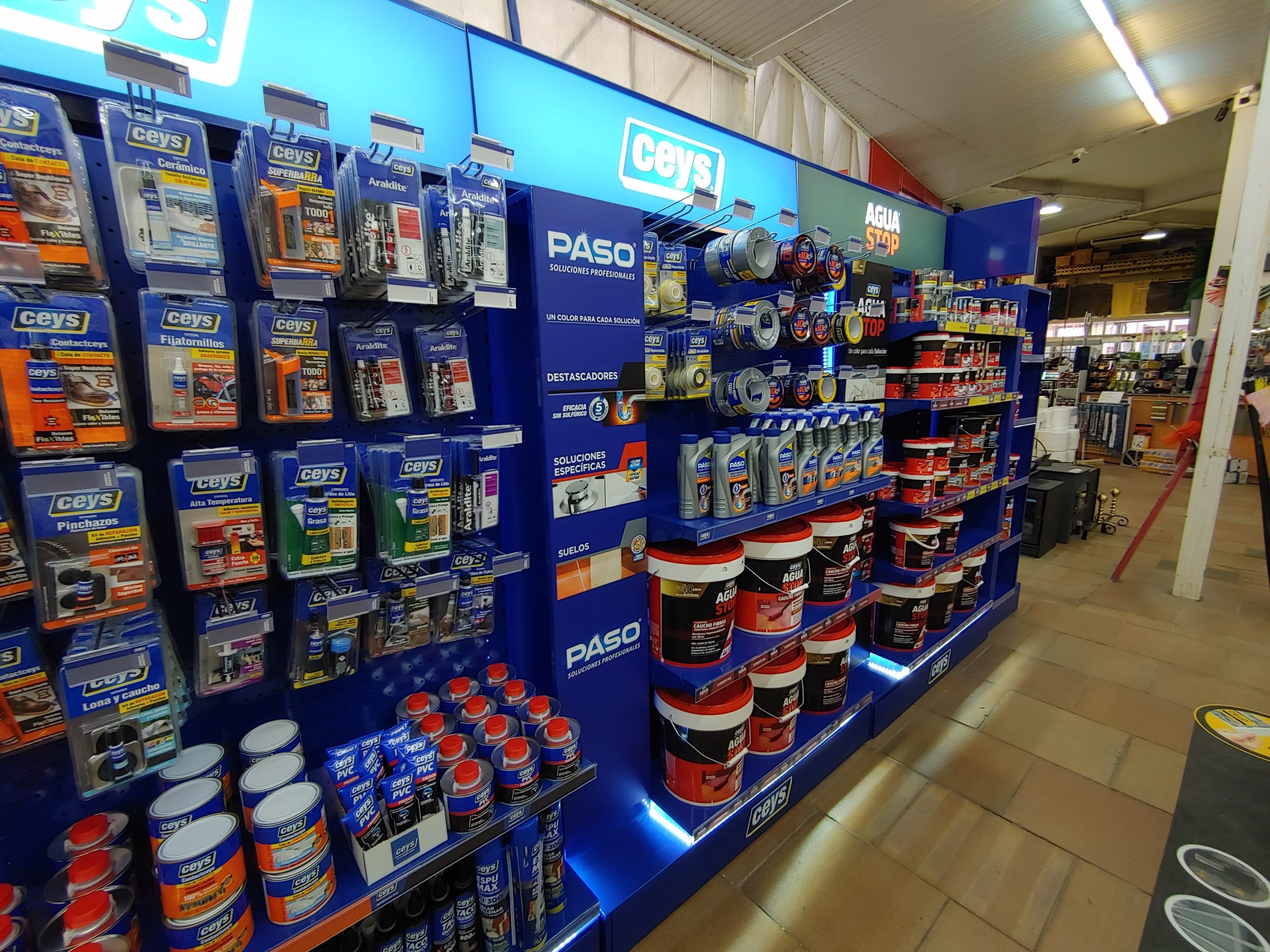 Ceys line in hardware store. Ceys products.
